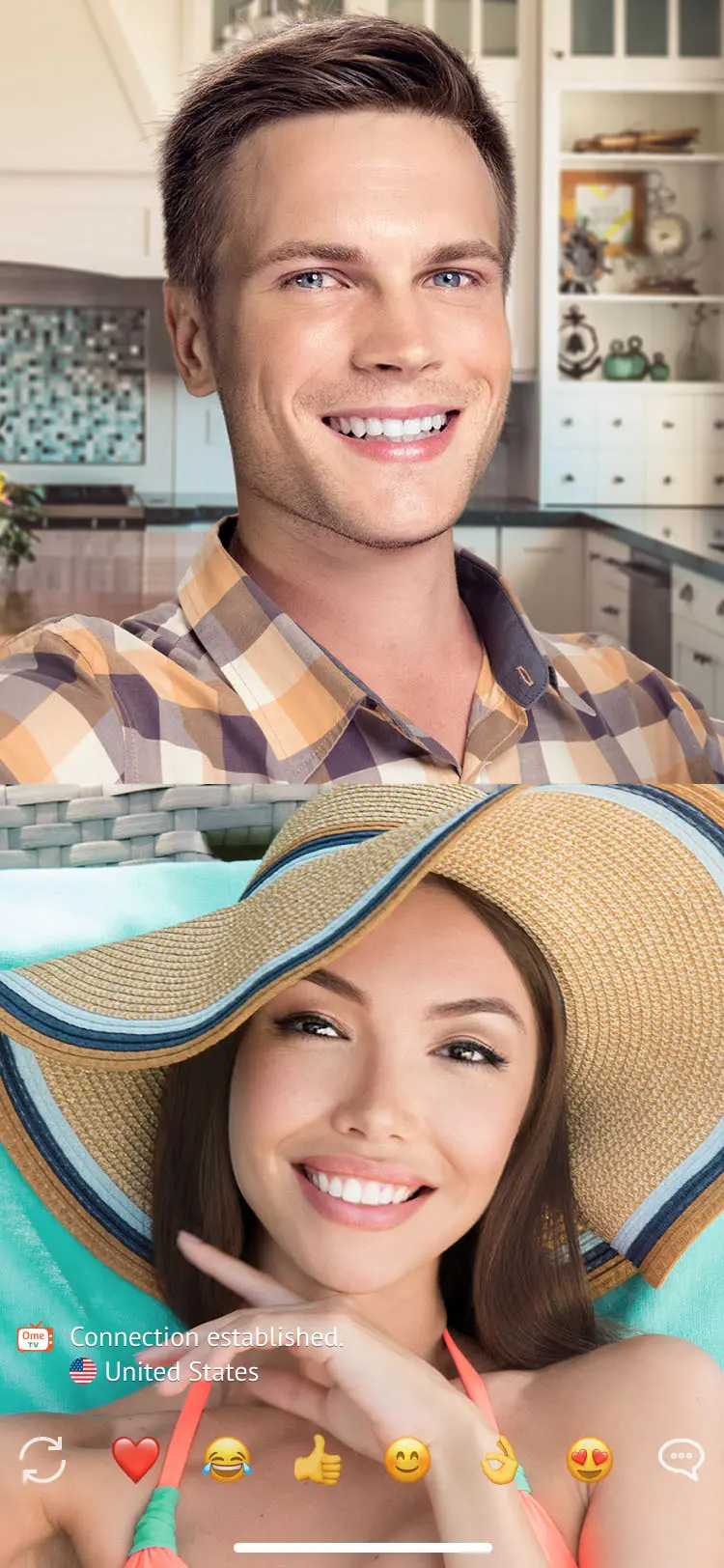 Phone screen showing the OmeTV video chat app